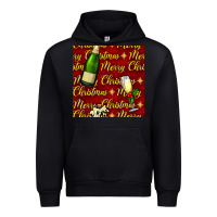 Black merry christmas champagne seamless pattern Urban Hoodie - BundleAndBundleShop