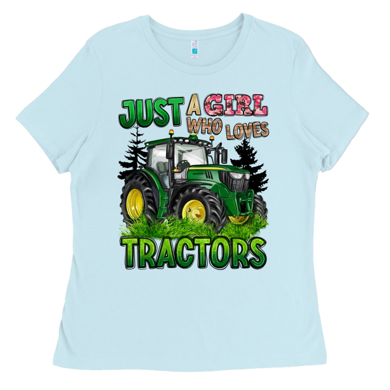 Just A Girl Who Loves Tractors Ladies Tee by BarkalooDesign | Teevron