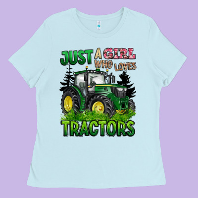 Just A Girl Who Loves Tractors Ladies Tee Designed By Barkaloodesign