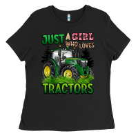 Black just a girl who loves tractors Ladies Tee - BarkalooDesign