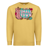 Antique Gold just a small town girl cowgirl boots Premium Sweatshirt - texasbilliewilder
