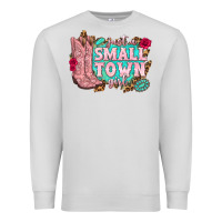 Dove Grey just a small town girl cowgirl boots Premium Sweatshirt - texasbilliewilder