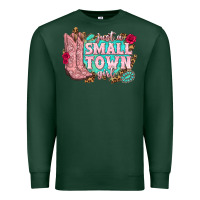 Sports Green just a small town girl cowgirl boots Premium Sweatshirt - texasbilliewilder