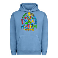 Pigment Pebble Blue love support accept understand autism awareness Urban Hoodie - Artiststas