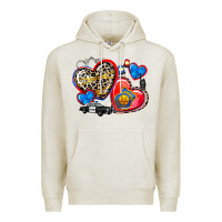 Oatmeal Heather western leopard  police   hearts Premium Hoodie - AdoDesignShop