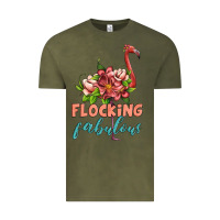 Vintage Olive flamingo flocking fabulous Vintage Tee - Artiststas