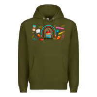 Army Green teacher life rainbow frosted Premium Hoodie - JahusDesignShop