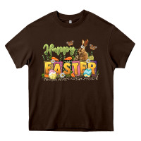 Chocolate Brown Happy Easter Heavy Core Tee - LillyAllenDesigns