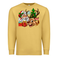 Antique Gold santa and reindeer Premium Sweatshirt - Zillion Design Studio