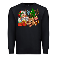 Black santa and reindeer Premium Sweatshirt - Zillion Design Studio