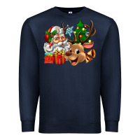 Navy santa and reindeer Premium Sweatshirt - Zillion Design Studio