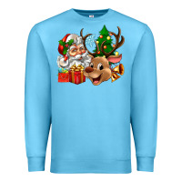 Ocean Blue santa and reindeer Premium Sweatshirt - Zillion Design Studio