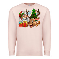 Pale Pink santa and reindeer Premium Sweatshirt - Zillion Design Studio