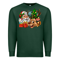 Sports Green santa and reindeer Premium Sweatshirt - Zillion Design Studio