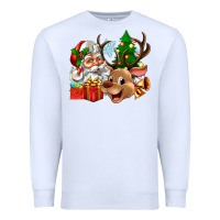 White santa and reindeer Premium Sweatshirt - Zillion Design Studio
