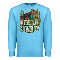 Ocean Blue ride em cowboy Premium Sweatshirt - texasbilliewilder