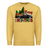Antique Gold merry christmas with black truck Premium Sweatshirt - Zillion Design Studio