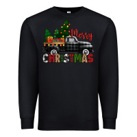 Black merry christmas with black truck Premium Sweatshirt - Zillion Design Studio
