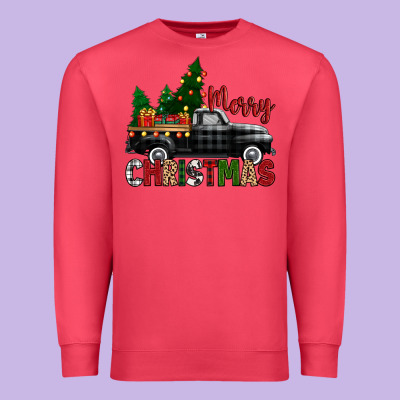 Merry Christmas With Black Truck Premium Sweatshirt Designed By Zillion Design Studio