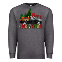 Charcoal Heather merry christmas with black truck Premium Sweatshirt - Zillion Design Studio
