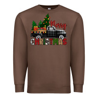 Chestnut merry christmas with black truck Premium Sweatshirt - Zillion Design Studio