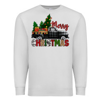 Dove Grey merry christmas with black truck Premium Sweatshirt - Zillion Design Studio