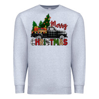 Heather Grey merry christmas with black truck Premium Sweatshirt - Zillion Design Studio