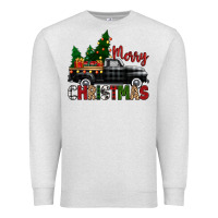 Oatmeal Heather merry christmas with black truck Premium Sweatshirt - Zillion Design Studio