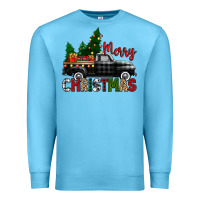 Ocean Blue merry christmas with black truck Premium Sweatshirt - Zillion Design Studio