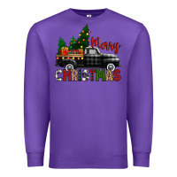 Purple merry christmas with black truck Premium Sweatshirt - Zillion Design Studio