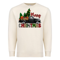 Sandshell merry christmas with black truck Premium Sweatshirt - Zillion Design Studio