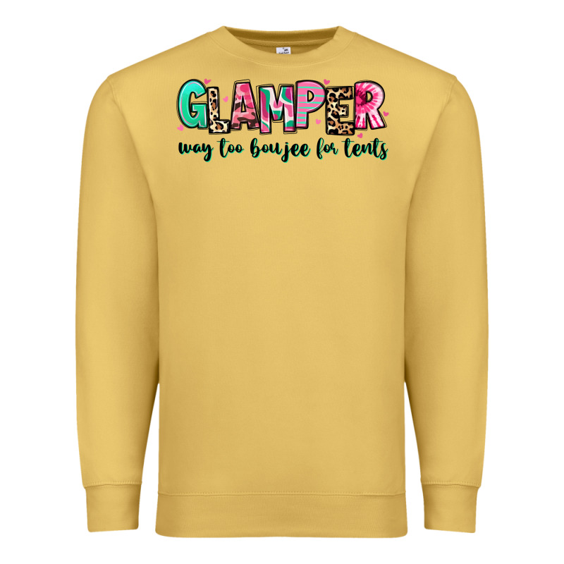 Glamper Way Too Boujee For Tents Premium Sweatshirt by RanaPortraitStore | Teevron