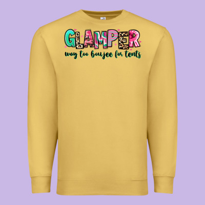 Premium Sweatshirt glamper way too boujee for tents