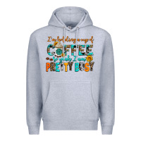 Heather Grey i am holding a cup of coffee so yeah iam pretty bu Premium Hoodie - AdoDesignShop