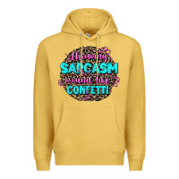 Antique Gold throwing sarcasm around like confetti Premium Hoodie - AdoDesignShop
