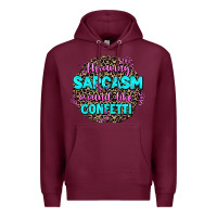 Burgundy throwing sarcasm around like confetti Premium Hoodie - AdoDesignShop