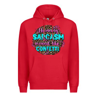 Red throwing sarcasm around like confetti Premium Hoodie - AdoDesignShop