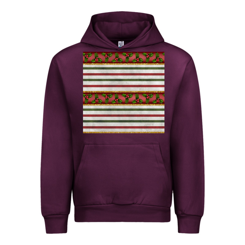 Christmas Mistletoe And Stripes Seamless Pattern Urban Hoodie by BundleAndBundleShop | Teevron