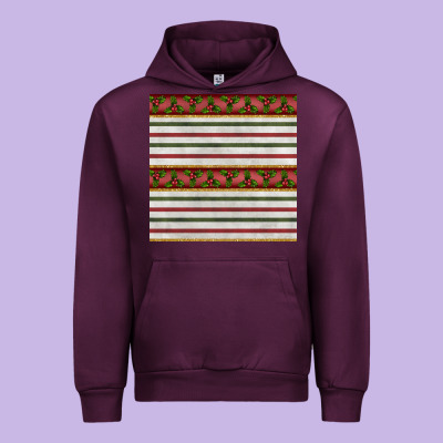 Christmas Mistletoe And Stripes Seamless Pattern Urban Hoodie Designed By Bundleandbundleshop