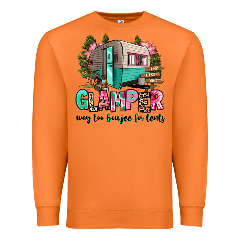 Glamper Way Too Boujee For Tents 2 Premium Sweatshirt by RanaPortraitStore | Teevron
