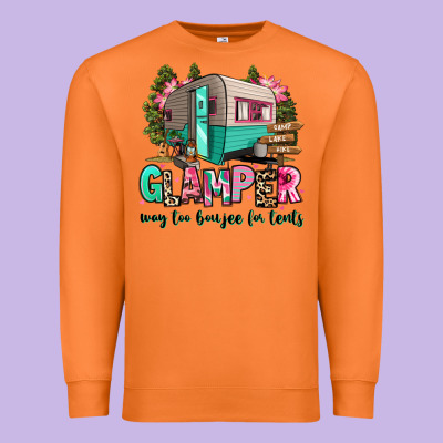 Premium Sweatshirt glamper way too boujee for tents 2