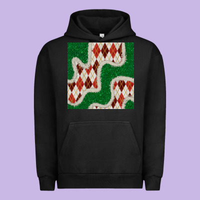 Christmas Diamond Plaid And Green Glitter Seamless Pattern Urban Hoodie Designed By Bundleandbundleshop
