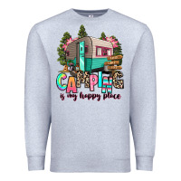 Heather Grey camping is my happy place Premium Sweatshirt - RanaPortraitStore