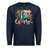 Navy camping is my happy place Premium Sweatshirt - RanaPortraitStore