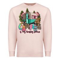 Pale Pink camping is my happy place Premium Sweatshirt - RanaPortraitStore