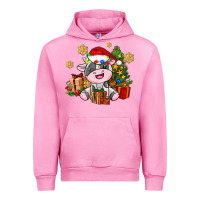 Fuchsia Pink little cute christmas cow Urban Hoodie - AdoDesignShop
