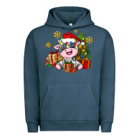 Pigment Midnight Navy little cute christmas cow Urban Hoodie - AdoDesignShop