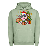 Pigment Oil Green little cute christmas cow Urban Hoodie - AdoDesignShop