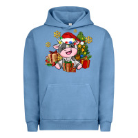 Pigment Pebble Blue little cute christmas cow Urban Hoodie - AdoDesignShop