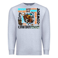 Heather Grey western cowboy wild west Premium Sweatshirt - texasbilliewilder